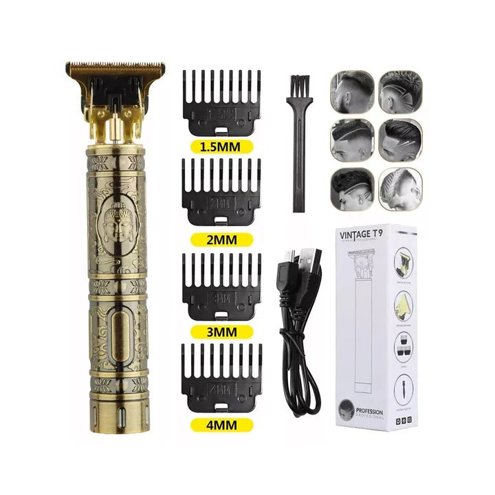 Vintage T9 Cordless Metal Trimmer Precision Hair & Beard Grooming