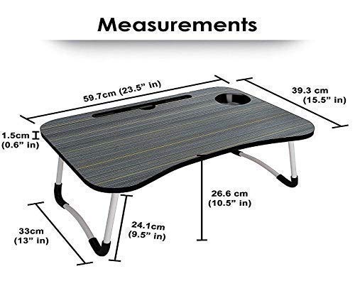 Foldable Laptop Table with Cup Holder & Tablet Slot