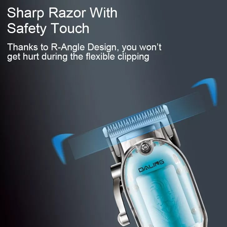 Daling Transparent Professional Hair Trimmer Rechargeable Cordless Barber Machine For Men