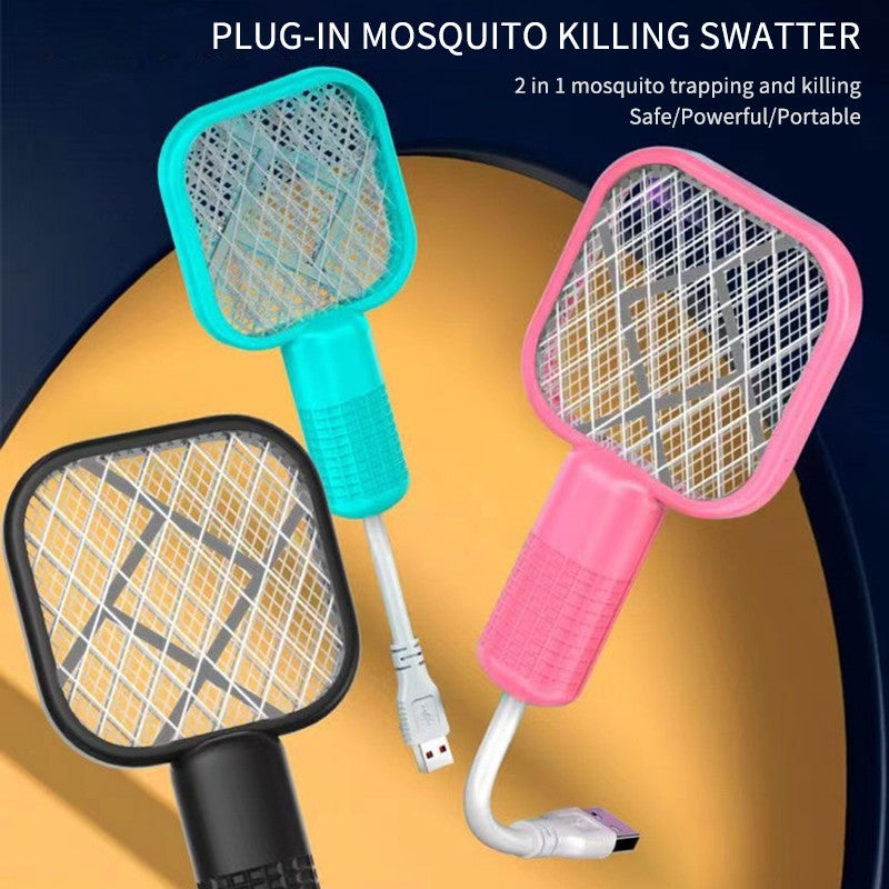 2-in-1 USB Plug-In Electric Mosquito Swatter with UV Trap Light