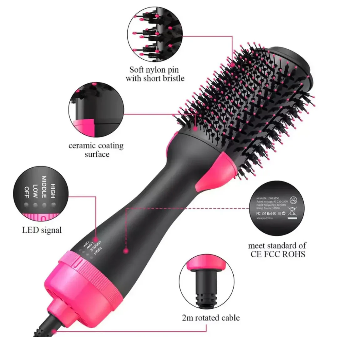 3-in-1 Hot Air Brush & Volumizer Dry, Straighten & Curl