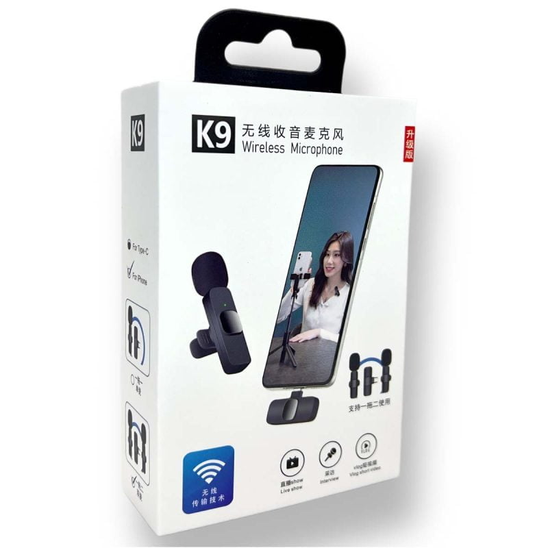 K9 Dual Wireless Collar Microphone – Plug & Play Lavalier Mic for iPhone