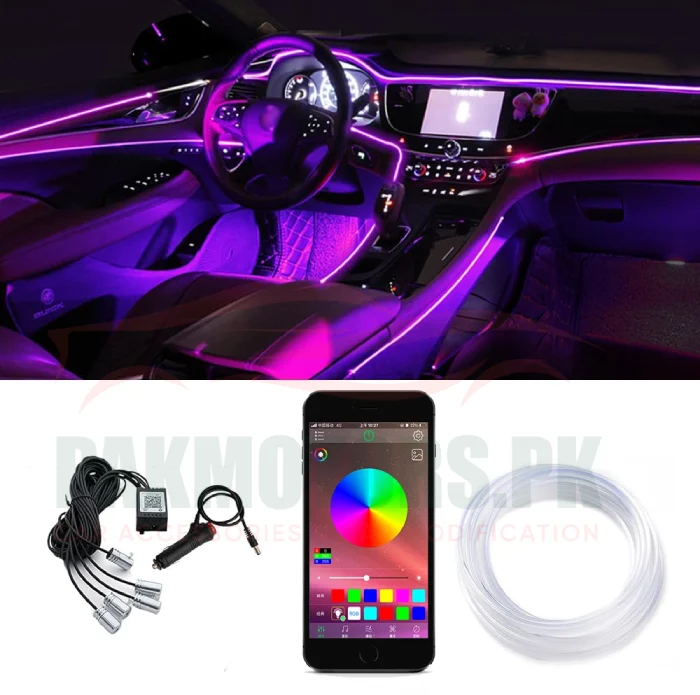 Car Ambient Light Kit RGB Neon Strip with Music Sync, App Control & Remote