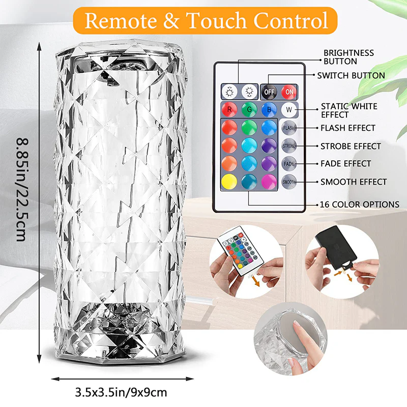 USB Rechargeable Crystal Diamond LED Lamp