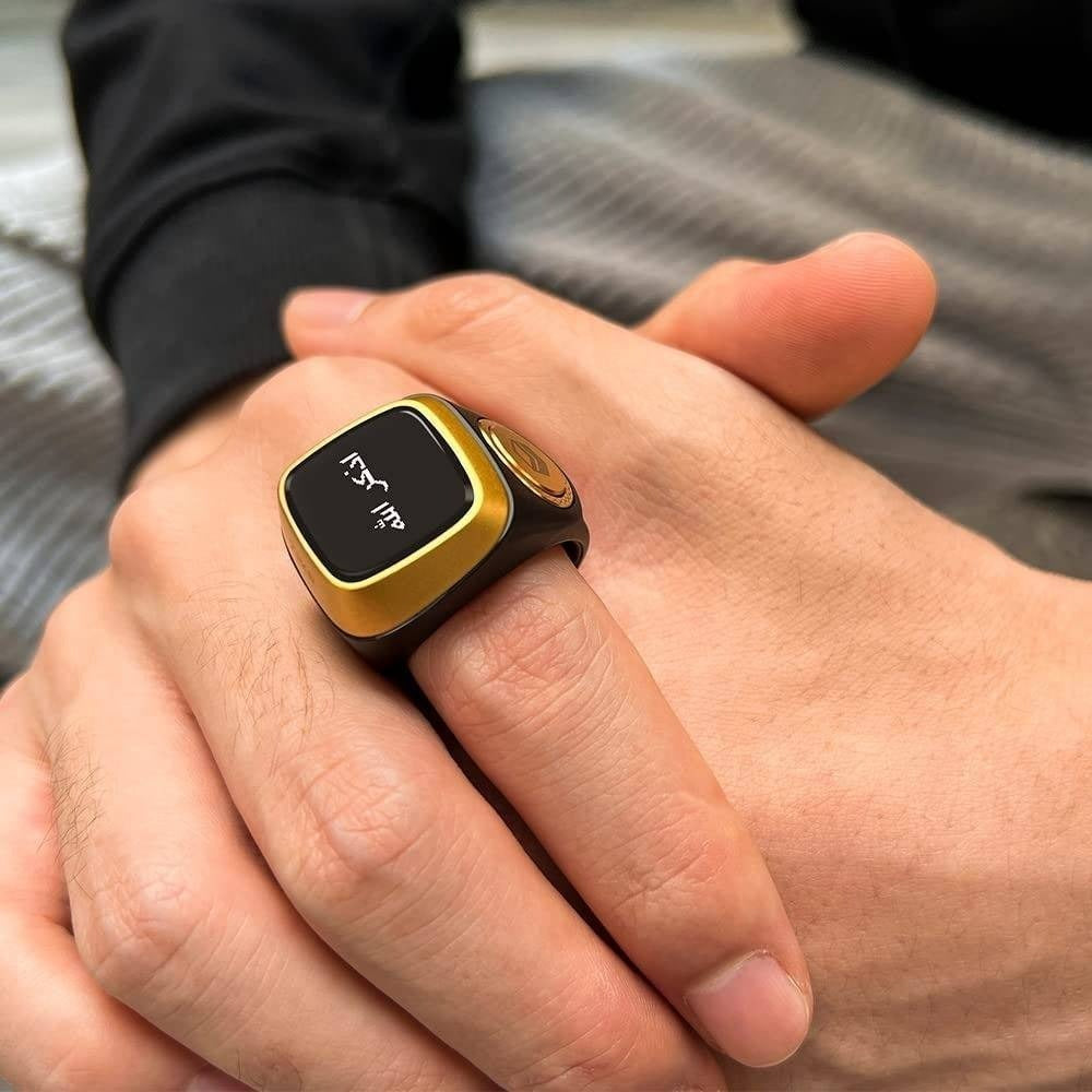 Iqibla Smart Digital Tasbih Ring with Tally Counter, Prayer Time Reminder & Waterproof Design for Muslim Zikr