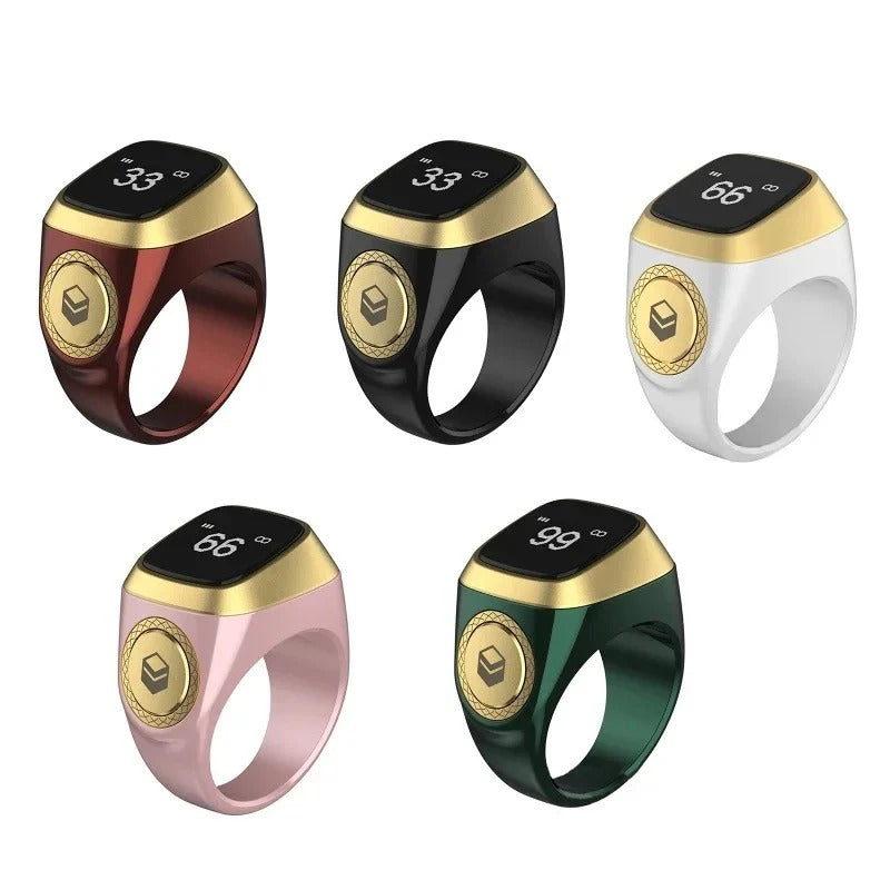 Iqibla Smart Digital Tasbih Ring with Tally Counter, Prayer Time Reminder & Waterproof Design for Muslim Zikr
