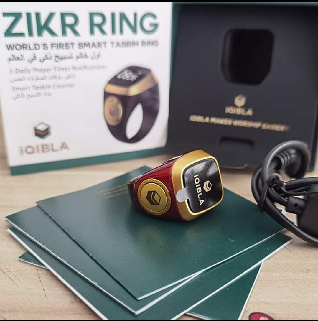Iqibla Smart Digital Tasbih Ring with Tally Counter, Prayer Time Reminder & Waterproof Design for Muslim Zikr