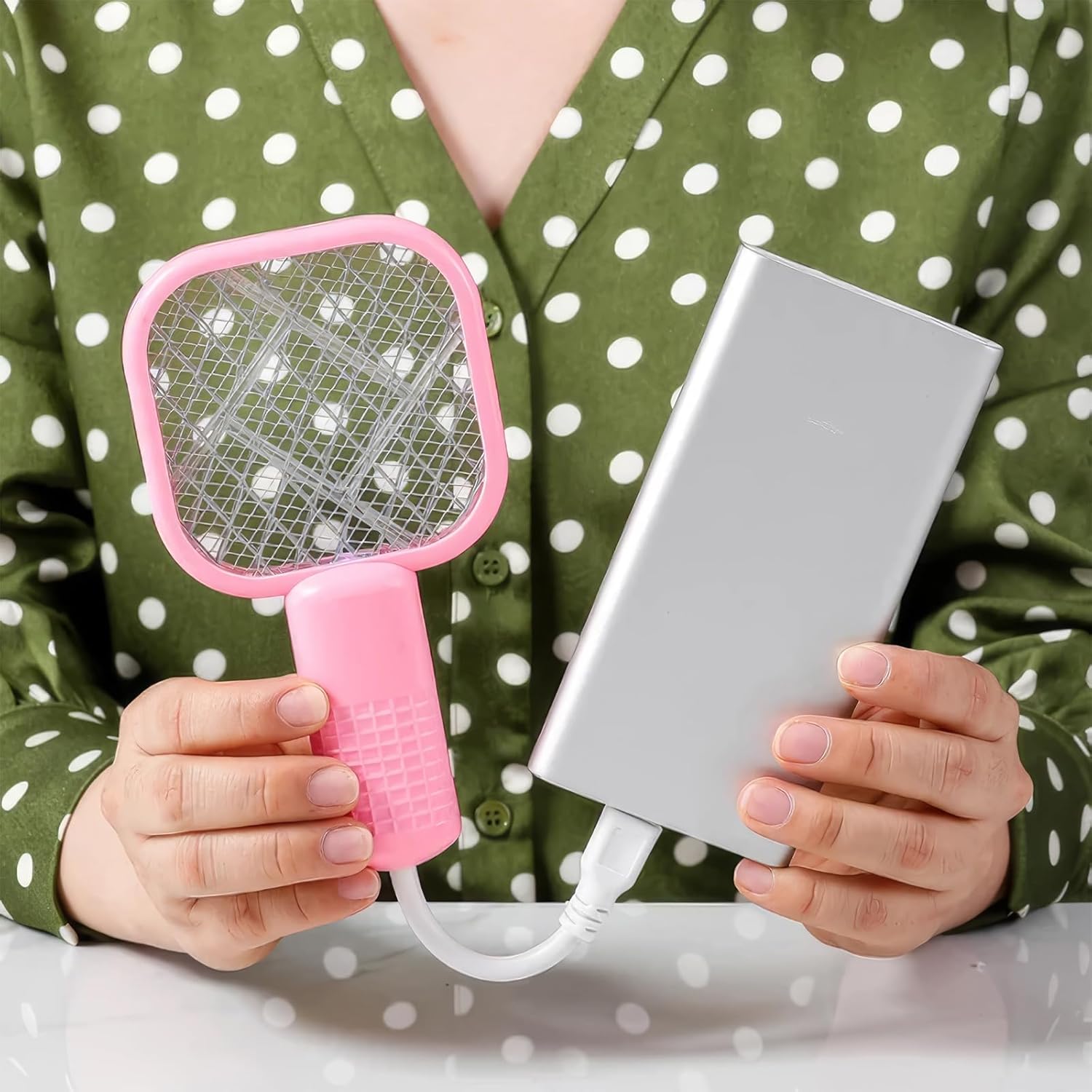 2-in-1 USB Plug-In Electric Mosquito Swatter with UV Trap Light