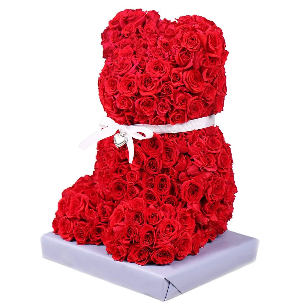 Luxury Red Rose Teddy Bear Handcrafted Eternal Flower Bear