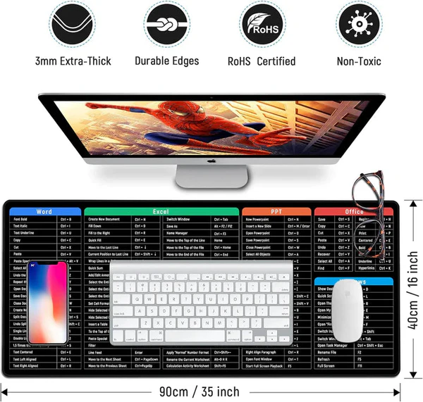 Work Smarter Desk Mat All Shortcuts One Surface