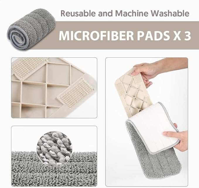 Spray Mop System with Microfiber Pads Reusable Flat Mop