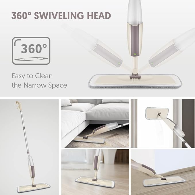 Spray Mop System with Microfiber Pads Reusable Flat Mop