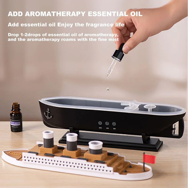 Titanic Ship Aroma Diffuser Jellyfish Mist, RGB Mood Light & Remote Control