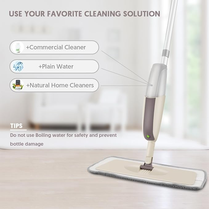 Spray Mop System with Microfiber Pads Reusable Flat Mop
